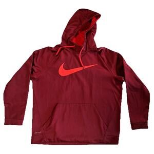 Nike Dri-Fit Athletic Cut Hoodie BIG CHECK Sweatshirt Mens Size XXL Maroon/Red